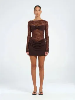 Benni Oskar Mini Dress Brown Size AU 10 for rent on The Volte - image 1