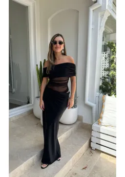 BENNI Nico Off Shoulder Maxi Dress in Black Size 12 for rent on The Volte - image 1