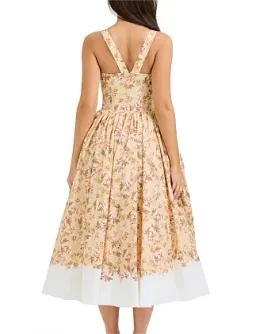 House Of CB Alba Midi Dress Autumnal Honeyflower Print Size 8/S for rent on The Volte - image 3