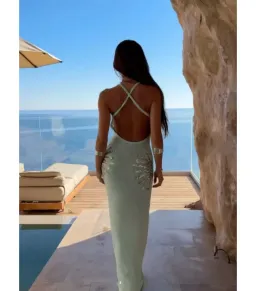 Meshki Ellington Knit Midi Dress in Lagoon Blue Size AU 8 for rent on The Volte - image 7