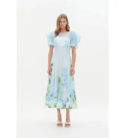 Aje Clementine Midi Dress Blue Hydrangea Size 10 for rent on The Volte - image 2