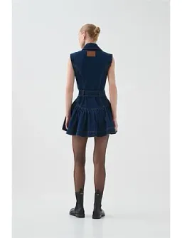 Elena Belted Denim Mini Dress Blue Size 12 for rent on The Volte - image 6