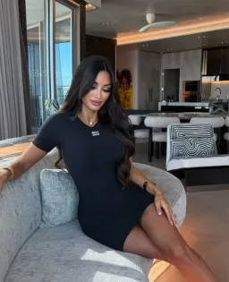 Miu Miu Logo Mini Dress Print Black Size 8 for rent on The Volte - image 2