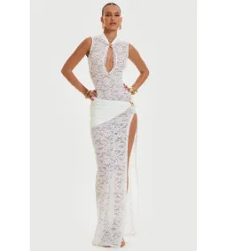 Murci Onyx Lace Keyhole Maxi Dress White Size 8/S for rent on The Volte - image 2