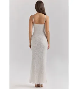 House of CB Calla Embellished Maxi Dress Silver Pearl Size S / AU 8 for rent on The Volte - image 4