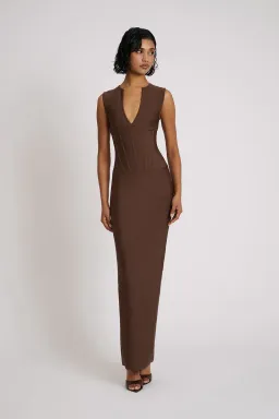 Eliya the Label Giselle Midi Dress Brown Size 10 for rent on The Volte - image 4