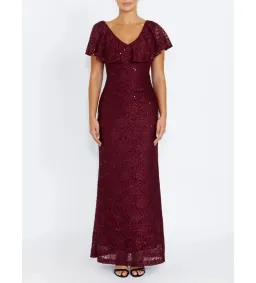 Anthea Crawford Trudy Malbec Sequion Lace Gown in Red Size 18 for rent on The Volte - image 1