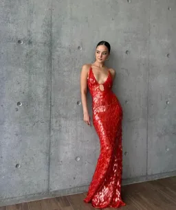 MISHA Sapphire Sequin Maxi Dress Red Size 8/S for rent on The Volte - image 4