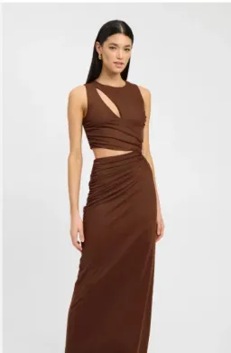 Kookai Bolt Cut Dress Brown Size 10  for rent on The Volte - image 3