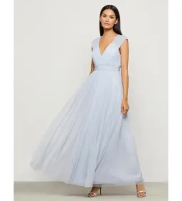 BCBGMAXAZRIA Women's V-Neck Evening Gown Blue Size AU 10 for rent on The Volte - image 2