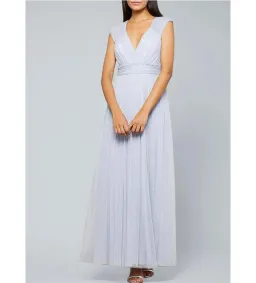 BCBGMAXAZRIA Women's V-Neck Evening Gown Blue Size AU 10 for rent on The Volte - image 1