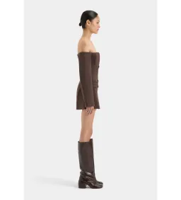 Sir the Label Sandrine Tailored Mini Dress Chocolate Size 1 AU 8 for rent on The Volte - image 3