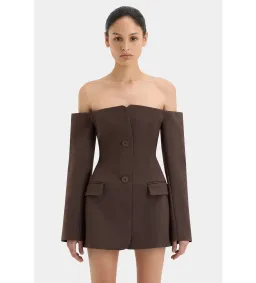Sir the Label Sandrine Tailored Mini Dress Chocolate Size 1 AU 8 for rent on The Volte - image 5