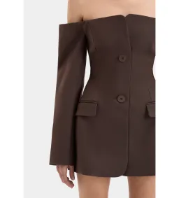 Sir the Label Sandrine Tailored Mini Dress Chocolate Size 1 AU 8 for rent on The Volte - image 6