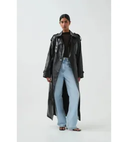 Aje Raven Vegan Leather Trench in Black Size S / AU 8 for rent on The Volte - image 2