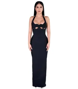 YG Collection Gianna Halter Maxi Gown Black Size AU 8 for rent on The Volte - image 1