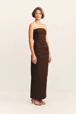 Shona Joy Lani Strapless Draped Maxi Dress Espresso Size AU 14 for rent on The Volte - image 2