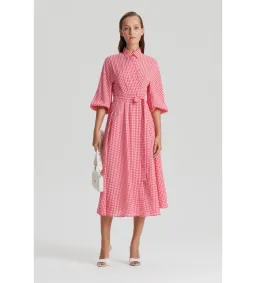 Scanlan Theodore Gingham Wrap Dress in Pink Size AU10 for rent on The Volte - image 1