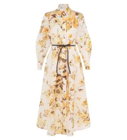 Zimmermann Ottie Tuck Shirt Midi Dress White Floral Size 4/AU 16 for rent on The Volte - image 4