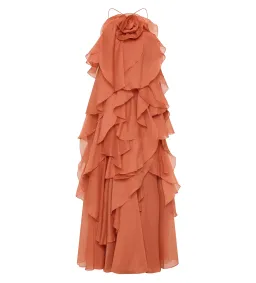 Aje Pandorea Layered Maxi Dress Coral Clay Size 6 for rent on The Volte - image 6