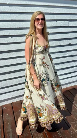 Alemais Antoinette Ballet Midi Sundress in  Beige Floral Size AU 12 for rent on The Volte - image 1