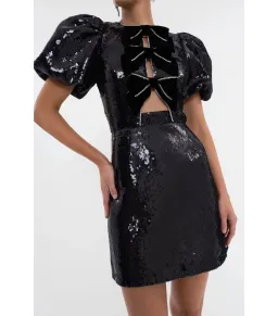 Rebecca Vallance Lena Bow Mini Dress Black Size AU 10 for rent on The Volte - image 3