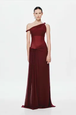 Misha The Sisal Mesh Maxi Dress in Port Size S/AU8 for rent on The Volte - image 1