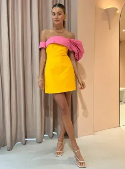 Rachel Gilbert Manuela Mini Dress Saffron & Yellow Size 3 / AU 12 for rent on The Volte - image 1