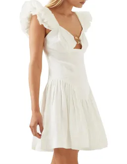 Aje Simone Frill Sleeve Mini Dress White Size 8  for rent on The Volte - image 3