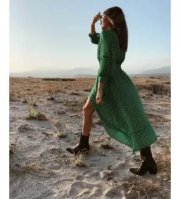 Ba&Sh Cyana Midi Dress Green Print Size 1/AU 8-10 for rent on The Volte - image 7