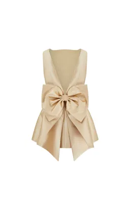 Odd Muse The Ultimate Muse Bow Detail Mini Dress in Gold Size AU10 for rent on The Volte - image 3