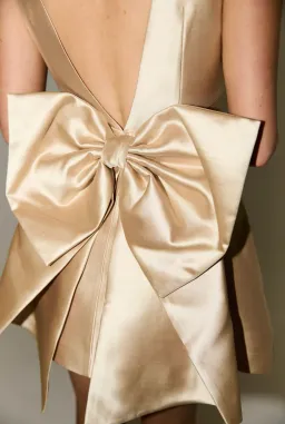Odd Muse The Ultimate Muse Bow Detail Mini Dress in Gold Size AU10 for rent on The Volte - image 2