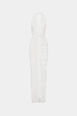 Misha Collection The Venus Gathered Cupro Maxi Dress Ivory Size 6 for rent on The Volte - image 4