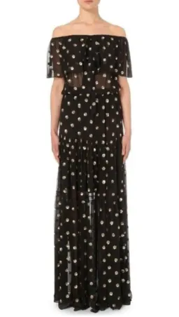 TEMPERLEY LONDON Jolie Sequin Embellished Georgette Maxi Dress Black, Size 8 for rent on The Volte - image 6