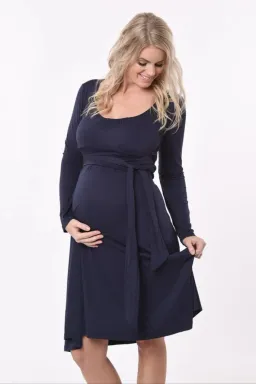 Meamama Navy Long Sleeve Bella Maternity Dress Navy Size 14 for rent on The Volte - image 3