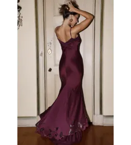House Of CB Anastelle Limited Edition Maxi Gown Plum Hand Beaded Embellished Satin Size XS/AU 6 for rent on The Volte - image 3