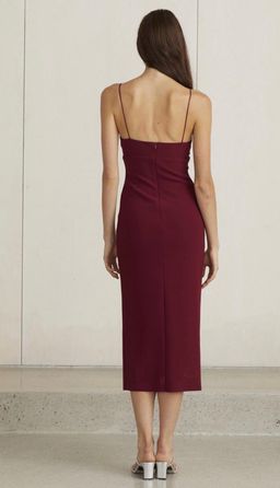 Bec & Bridge - Lea Split Midi dress Burgundy size 10 for rent on The Volte - image 2
