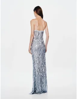 MISHA Sapphire Sequin Dress Maxi Dove Grey Size 6 for rent on The Volte - image 3