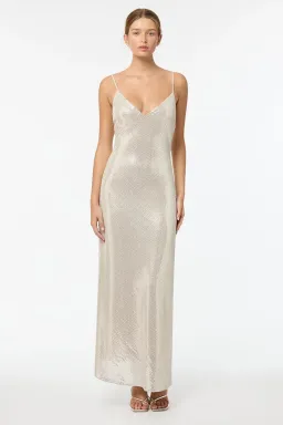 Manning Cartell High Voltage Slip Maxi Dress Nude Silver Size 6  for rent on The Volte - image 1