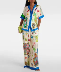 Alemais Rollers Silk Twill Shirt and Pants Multi Size AU 14 for rent on The Volte - image 1