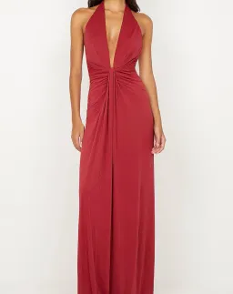 Susie Plunge Maxi Dress in Cherry Red Size 6 for rent on The Volte - image 1