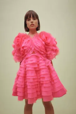 Aje Amour Ruffle Mini Dress Pink Size 10 for rent on The Volte - image 1