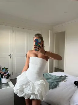 Aje Violette Bubble Hem Mini Dress in Ivory Size 6 for rent on The Volte - image 2