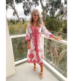 Zimmermann Bells Paisley Long Midi Dress Red Paisley Size 0 AU 8 for rent on The Volte - image 1