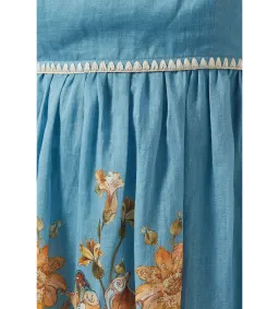Zimmermann Chintz Tiered Ramie Midi Dress Blue Daisy Size 2 AU 12 for rent on The Volte - image 4