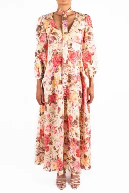 Zimmermann Honour Plunge Long Dress Multi Floral Size 1 / AU 10 for rent on The Volte - image 3