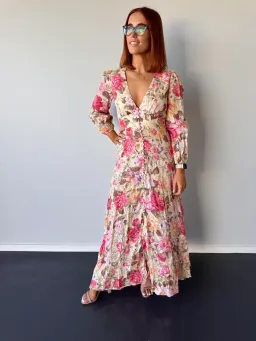 Zimmermann Honour Plunge Long Dress Multi Floral Size 1 / AU 10 for rent on The Volte - image 1