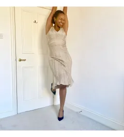 White by Sabatini Knit Knee-Length Dress Gold Size S AU 8 for rent on The Volte - image 1