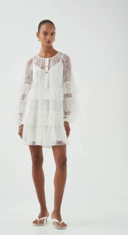 Aje Primrose Mini Dress White Size 8 for rent on The Volte - image 1