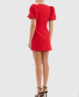 Rebecca Vallance Karina Puff Sleeve Mini Dress Red Size 16 for rent on The Volte - image 3